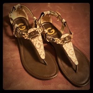 Guess tan and brown sandals
